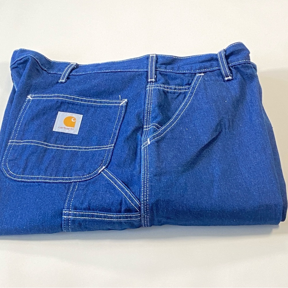 CARHARTT Carpenter
Jeans Dark Blue w/ White Stitching
Relaxed Fit SZ 42x34